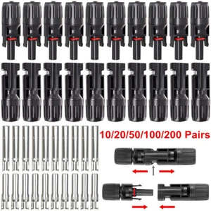 10/20/50/100/200 Pairs Male Female Solar Cable Connectors For DIY Solar Panel US - Picture 1 of 12
