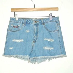 Pantalones Cortos Denim Rasgados Forever 21 Bordados Bandera de Estados Unidos - Imagen 1 de 8