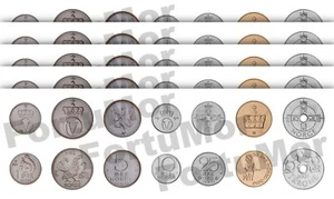 Norwegen 5 (x) 7 tlg Kursmünzensatz, 1 2 5 10 25 50 Oere 1 Krone, UNC, 1972 2010  - Bild 1 von 4