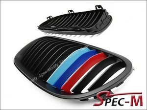 Matte M Tri Black Color Front Hood Grille For 2011-2013 BMW E92 E93 LCI Facelift - Picture 1 of 3
