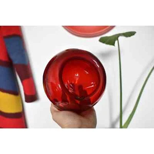 Space Age Red Blown Glass Ashtray by Dragan Drobnjak / Made in Yugoslavia 70s - Picture 1 of 8