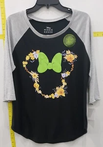 Disney Women's Minnie Mouse GLOW IN THE DARK Halloween Raglan Tee Multicolor XL - Picture 1 of 4