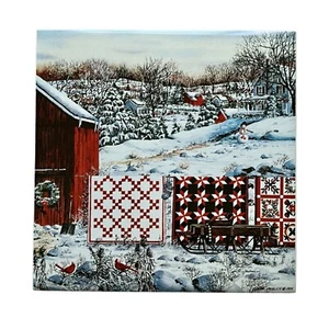 Edredones de invierno vintage Bergquist azulejo remache Navidad cardenal pájaro Diane Phalen - Imagen 1 de 7