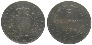 *TRIU* SAN MARINO 5 CENTESIMI 1864 SPL RARA sigillato NIP - Picture 1 of 1