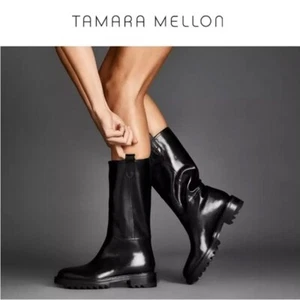 Bottes mi-mollet 35 cuir noir Tamara Mellon Easy Rider pointure 38 - Photo 1/12