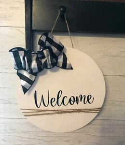 Farmhouse Style Home Decor Welcome Wood Circle Door Hanging Sign Rustic Porch - Picture 1 of 1