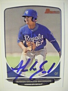 ALFREDO ESCALERA-MALDONADO signed RC ROYALS 2013 Bowman baseball card AUTO BP107