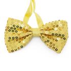 Adults Novelty Gold Satin Sequin Bow Tie | One Size Unisex Sparkly Dickie Bowtie