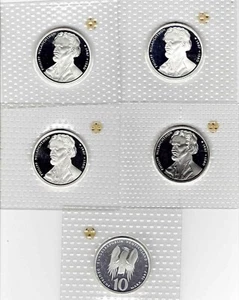 BRD 5x 10 DM 1997 ADFGJ - 500. Geb. Philipp Melanchton PP = 48,45 Gr Feinsilber - Bild 1 von 1