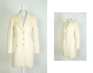 -Ladies Max Mara Alpaca Wool White/Cream Trench Coat Size S USA 6 GB 8 - Picture 1 of 12
