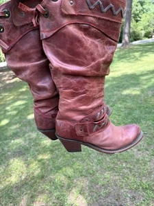Corral Womens Size 11M Red Leather R1109 Slouchy Knee High Western Boots - Picture 1 of 11