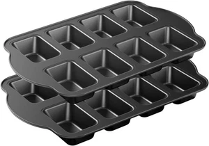 Paquete de 2 mini sartenes antiadherentes, sartén para hornear pan de acero al carbono, 8 cavidades - Imagen 1 de 3