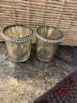 Pottery Barn ртутный стеклянный столб подсвечник - Изображение 1 из 2