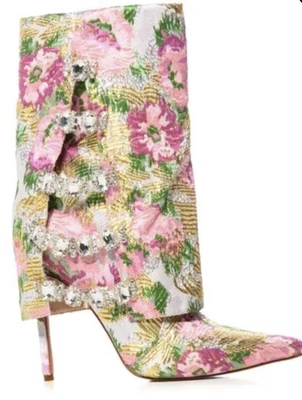 Botín AZALEA WANG Tilley Multi Floral Brocado Plegable Tacón de Aguja Talla 7 Nuevo en Caja Foto 1 de 4