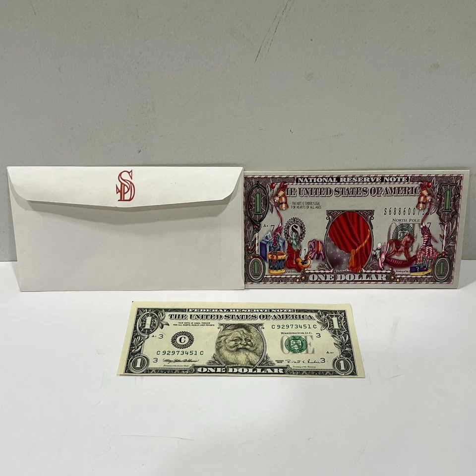 1998 Santa Claus Limited Edition Real Legal Tender One Dollar Bill Uncirculated - Image 1 of 4