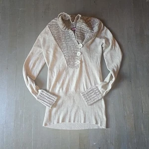 Maglione donna Say What beige in maglia con bottoni davanti taglia media. H - Foto 1 di 8