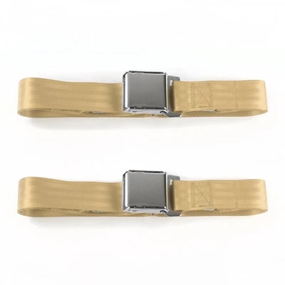 Triumph TR2, 3 1953 - 1961 Airplane 2pt Tan Lap Bucket Seat Belt Kit - 2 Belts   — 第 1/4 张图片