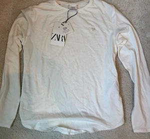 Zara Girls 10 Tshirt White Long Sleeve NWT - Picture 1 of 4