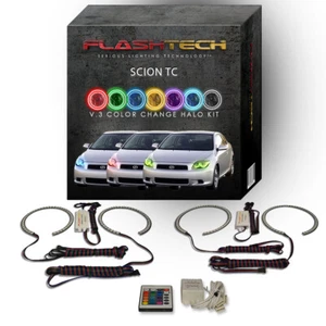 Kit de anillo halo LED ojo de ángel RGB con control remoto IR para faros Scion TC 2005-2007 - Imagen 1 de 7