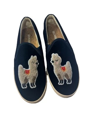 Soludos Women's Blue Velvet Llama Patch Slip On Shoes Sz 6 /36.5 - Image 1 of 4