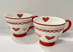 Set of 2 Potter’s Studio Valentine’s Day Heart Ceramic Coffee Tea Mugs 18oz NEW! - Picture 1 of 11