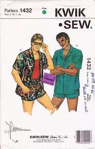 KWIK SEW 1432 Men's Loose Fitting Shirts Short Sleeves-Shorts/Swim Trunks/ S-M-L - Picture 1 of 5