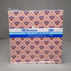 VINTAGE CLEO Gift Wrap All Occasion Wrapping Paper 2 Sheets Pink Blue Floral NOS - Picture 1 of 6
