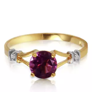 0.92 Carat 14K Solid Gold Purple Amethyst Gemstone Ring w/ Diamonds Size 5-11 - Picture 1 of 10