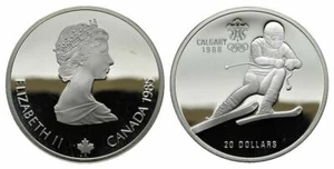 manueduc  CANADÁ 1985  20 DOLLARS PLATA PROOF SKY CALGARY 1988  Nueva  - Imagen 1 de 3