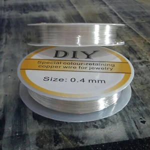 Copper Jewelry Wire, Long Lasting Silver Plated,, 26 Gauge, 0.4mm, 10 mtr roll. - Imagen 1 de 1