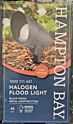 Hampton Bay Low Voltage 50W Black Outdoor Landscape Flood Light T3 Halogen Bulb