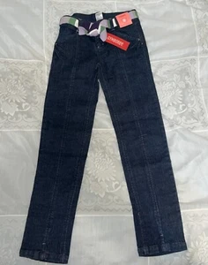 NWT Size 9 Adjustable Waist Purple Belted Gymboree 99% Cotton Slim Blue Jeans - Picture 1 of 2