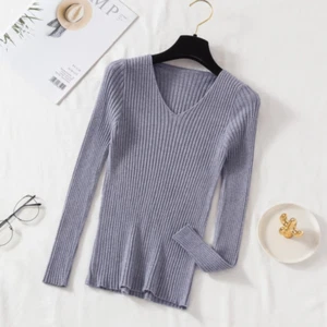 Casual Manica Lunga Maglia Scollo A V Maglione Autunno Inverno Indossare Per Da - Foto 1 di 22