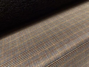 Heavyweight Faux Fur Lined Tweed Coat Fabric, Per Metre - Check Design - Brown - Picture 1 of 4