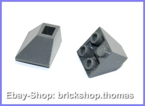 Lego 2 x Stein grau - 3676 - Slope Inverted 45 2x2 Dark Bluish Gray - NEU / NEW - Bild 1 von 1