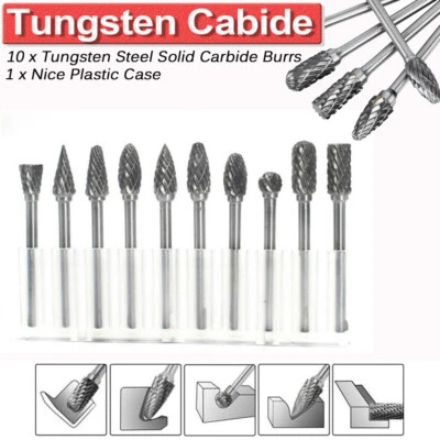Set Rotary Burr Bit Tungsten Carbide Point Die Grinder Shank Carving Tools 10PCS - Image 1 of 4