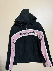 Harley Davidson Damen schwarz & pink Reißverschluss vorne Jacke Hoodie Größe Large - Bild 1 von 6
