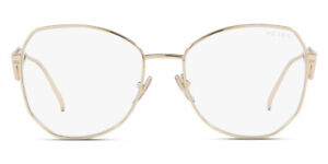 Prada PR 57YS Women's Sunglasses Pale Gold Frame Clear Blue Light Filter Lens