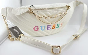 GUESS CASSIE LOGO BELT BAG WAIST PACK CROSSBODY HANDBAG White AUTHENTIC New BNWT - Picture 1 of 11