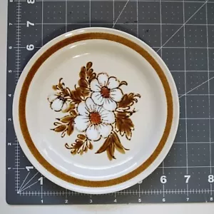 Vintage Mountain Wood Stoneware Dessert/Salad Plate Dried Flowers 1970's Retro - Picture 1 of 1