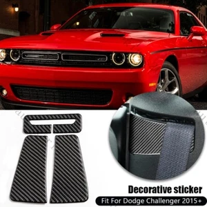 3PC For 15-21 Dodge Challenger Seat Safety Belt Button Panel Trims Carbon Fiber - Picture 1 of 13