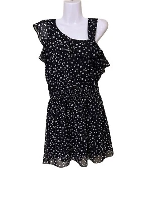 Vestido Guess Los Angeles Negro Lunares Talla 8 Jardín Brunch Resort Vacaciones Foto 1 de 4