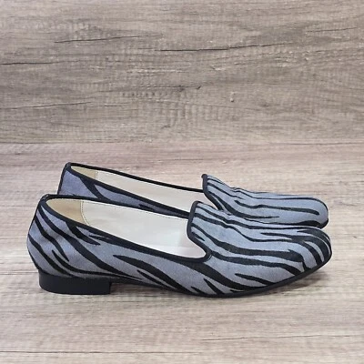 Mocasines Cole Haan para mujer talla 6B negros grises piel de becerro estampado de cebra zapatos planos Foto 1 de 4