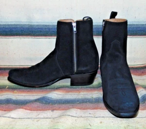 Hombres Rujo The Reno Negro Gamuza Cuero Botas de Vaquero 13 D Nuevas en Caja - Imagen 1 de 6