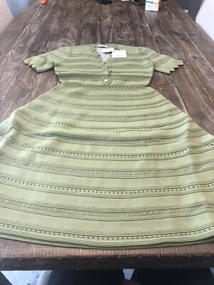 Sandro Fancy Knit Dress Size 40 in Green  - Image 1 of 4