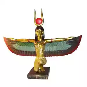 Winged Godess Isis of Ancient Egypt Figurine with Aten Sun Crown - Picture 1 of 4