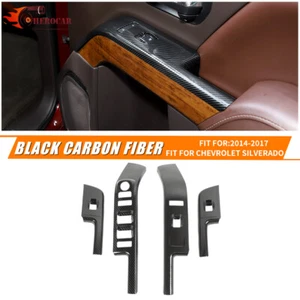 Cubierta de panel de interruptor de elevación de ventana para Chevrolet Silverado 2014-17 fibra de carbono - Imagen 1 de 8