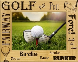 Dichos de golf grabado con láser marco de imagen de madera paisaje (5 x 7) - Imagen 1 de 2