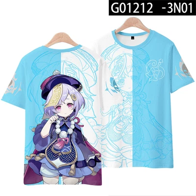 Camiseta Anime Genshin Impact Qiqi Cosplay Unisex Manga Corta Otaku Harajuku Foto 1 de 3
