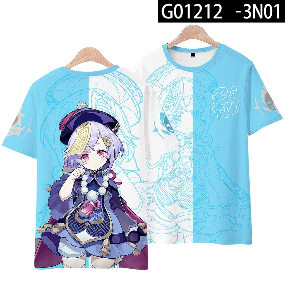 Camiseta Anime Genshin Impact Qiqi Cosplay Unisex Manga Corta Otaku Harajuku Foto 1 de 3